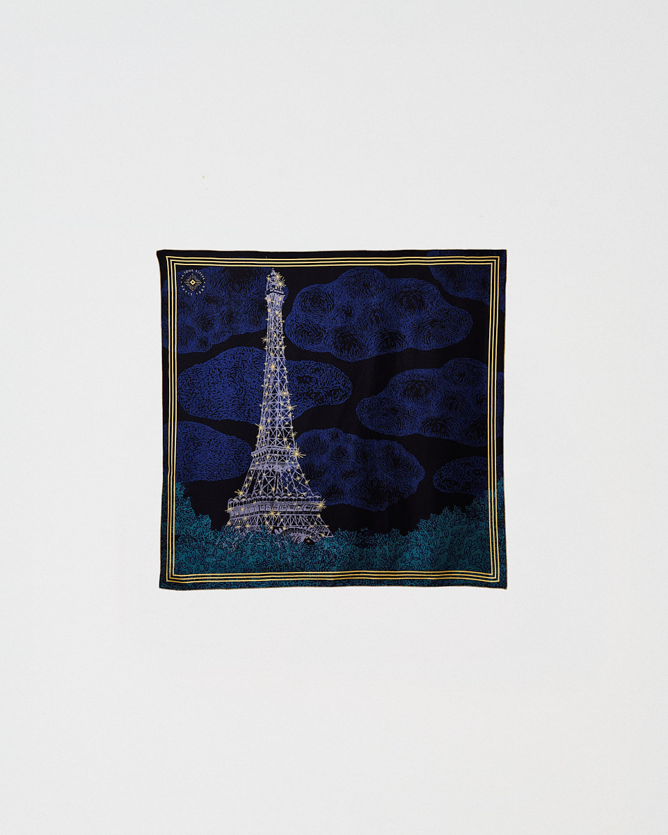 Carré 67x67cm Nuit Soie Bleu - Boutique tour Eiffel